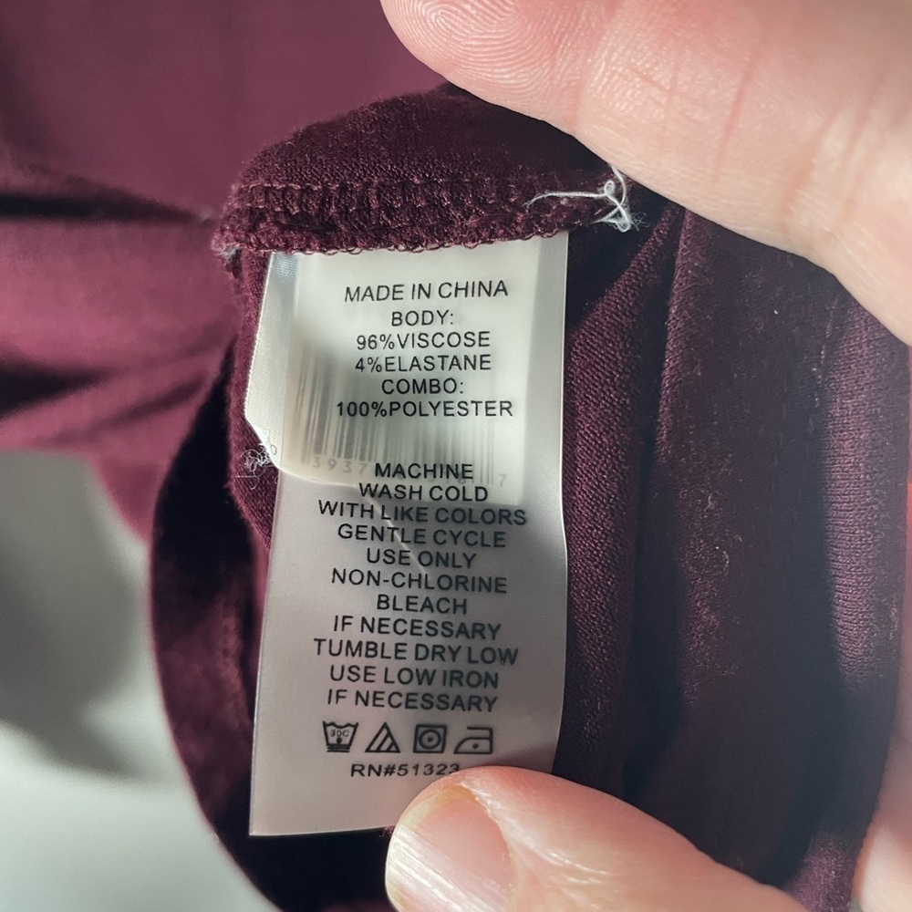 Vince Camuto Burgundy Blouse with Sheer Bell Sleeves and Key Hole - Picture 7 of 7